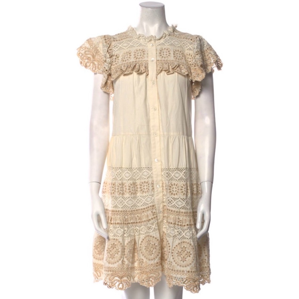 Cream Lace Tiered Summer Dress